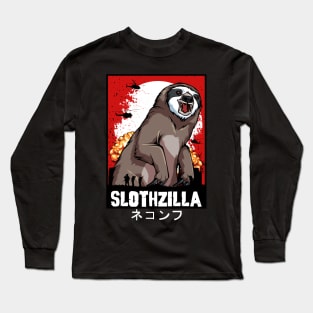 Sloth - Slothzilla Funny Japanese Movie Monster Long Sleeve T-Shirt
